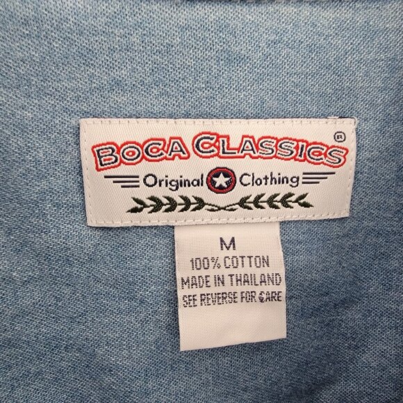 Boca Classics Denim Shirt Vintage USA Patriotic Flag Embroidered Cotton‎ Medium - Picture 3 of 7
